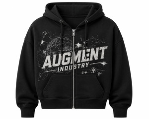Sweat à capuche zippé noir pour homme Augment Industry, coupe classique, en polaire écologique polyester/coton, décontracté pour l'hiver - Product Image 1