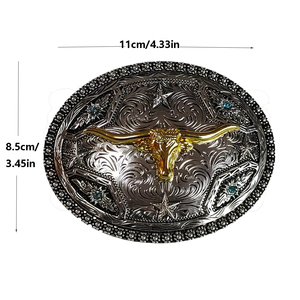 Artisan Owl Cowboy Longhorn Bull <b>Belt</b> <b>Buckle</b> Box Frame Press Zinc Alloy Western Rider Rodeo Style - Product Image 5