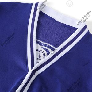 Greek sorority fraternity <b>cardigans</b> 100% cotton blue women's sweaters V-neck university embroidery logo college <b>varsity</b> <b>cardigan</b> - Product Image 5