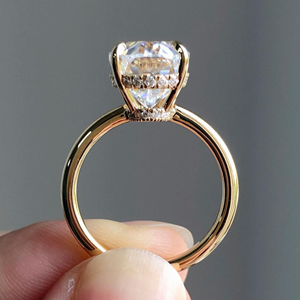 แหวนเพชรทรงรี 3 กะรัต Iced Jewelz ขายดี ชุบทองคำขาว 14K สำหรับเธอ พร้อมใบรับรอง IGI - Product Image 4