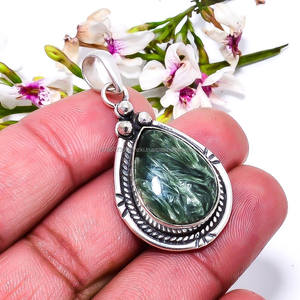 Meilleure vente de bijoux en séraphinite pendentif en argent sterling 925 pendentif en pierre précieuse, pendentif fait main, beau pendentif, pendentif cadeau - Product Image 5