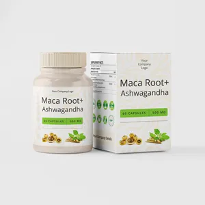OEM/ODM etiquetas privadas hierbas Maca hombres energía con extracto de raíz de Ashwagandha cápsulas de Ashwagandha naturales puras
