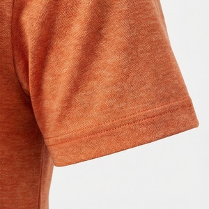 Polo en jersey de coton à manches courtes pour homme, couleur orange, décontracté, respirant, design tricoté uni, coupe classique - Product Image 6