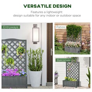 Jardinière en bois gris de 46 pouces avec treillis, potager surélevé pour cultiver légumes, herbes et fleurs dans la cour ou sur la terrasse - Product Image 4