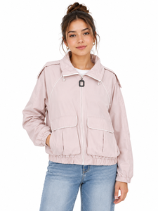 Chaqueta Bomber Ligera Informal con Cierre de Cremallera Livster, Exterior de Nailon/Algodón, Forro de Poliéster, Cierre Completo, Mangas Largas, Dobladillo Elástico - Product Image 1