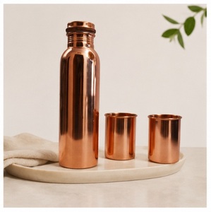 Copper Water Bottle with 2 Glasses Set Pure Handcrafted Ayurvedic <b>Drinkware</b> for Health Wellness Leak-Proof & Eco-Friendly - Product Image 6