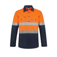Chemise réfléchissante orange marine haute visibilité, manches longues, uniforme de travail en coton pour hommes, vêtements de travail de sécurité réfléchissants