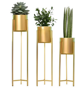 Mejor venta al por mayor de maceta de oro de metal con soporte (Juego de 3) - Product Image 1