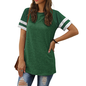Camisetas informales de verano para mujer, camisetas de manga corta con cuello redondo y corte regular, camiseta transpirable con abertura lateral, estilo streetwear a la moda para mujer - Product Image 3