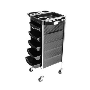 Chariot de rangement métallique moderne à 5 niveaux YC Q7 noir pour salon de coiffure, salon de beauté, barbier et salle de bain - Product Image 3