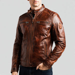 Blouson en cuir pour motard, taille plus, hiver, coupe-vent, respirant, manches longues, avec poche poitrine - Product Image 4