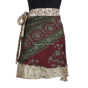 2026 Magic Summer Silk Mini Skirt Gypsy Hippie Boho Indian Retro Paisley Casual <b>Wrap</b> Short Skirt Plus Size <b>Beach</b> Cover Wear - Product Image 5