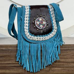 Bolso Bandolera de Piel de Ante Vacuno Premium con Flecos, Estilo Bohemio, para Mujer, de Moda, con Concho, Tipo Concha, de Hombro, de Gran Venta - Product Image 4