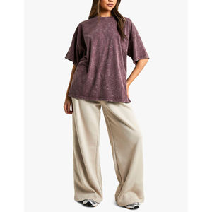 T-shirt en coton tricoté de haute qualité pour femme, style vintage délavé à l'acide, coupe classique, logo personnalisé, fabrication OEM, marque privée - Product Image 3