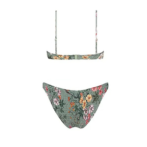 Women's Two Piece Bikini Set Plaid 100% Polyester Sexy Beachwear Padded Push OEM Custom Logo Front Print Breathable Quick Dry - Product Image 2