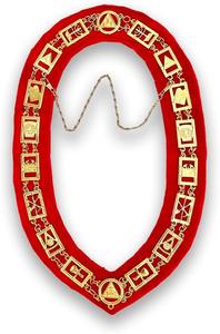 Collier de chaîne maçonnique Royal Arch, bijou de Scribe du chapitre, avec gants, en tissu Valvat - Product Image 4