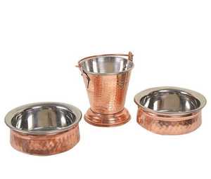Stainless Steel Metal Indian Farmhouse Wedding <b>Serving</b> Bucket Hammered Design Lightweight - Product Image 2