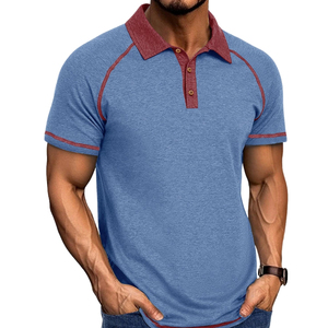 Polo tendance décontracté à blocs de couleur en coton premium respirant, de haute qualité, durable et élégant - Product Image 2