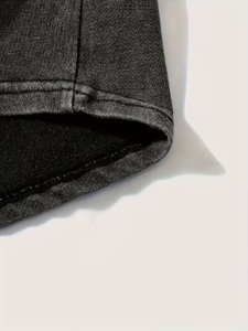 Ensemble T-shirt et short pour homme, style gothique, délavé à l'acide, col rond, 100% coton, imprimé, tenue décontractée d'été - Product Image 2
