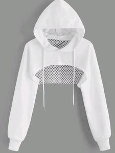 Sweat à capuche sportif Street Sport à épaules tombantes, avec cordon de serrage, découpes, coupe super courte, sans débardeur - Product Image 2