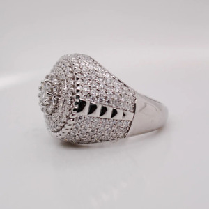 Luxury Round Cut Moissanite Diamond Signet <b>Ring</b> <b>Iced</b> Out Pave Set Engagement <b>Ring</b> Hip Hop Style 925 Sterling Silver Gift Jewelry - Product Image 6