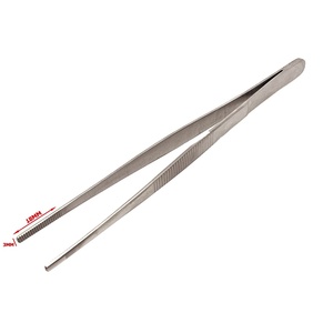 Pince à épiler dentaire chirurgicale en acier inoxydable Meriam à pointe dentelée et coudée 16 cm pour coton-tige et pansements - Product Image 1