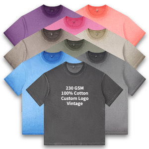 Camiseta de Manga Corta para Hombre, 100% Algodón, 230 GSM, Cuello Redondo, Estilo Vintage, Color Sólido, Logotipo Personalizado, Talla Grande, Deportiva, Tejida - Product Image 6