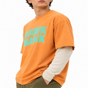 เสื้อยืดผู้ชายสองชั้น สไตล์ลำลอง แขนเสื้อแบบซ้อน พิมพ์ลายตัวอักษร เสื้อยืดคอกลมแขนสั้นลำลอง ผ้าฝ้าย - Product Image 3