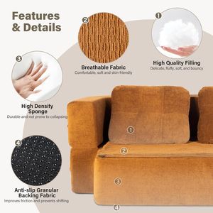 Divano Letto Convertibile Scott in Tessuto, Misura Queen, Modulare con Braccioli Alti e Dritti, Coperta Inclusa per Soggiorno e Camera da Letto - Product Image 4