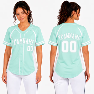 Camiseta de Béisbol para Mujer con Botones, Transpirable, Ecológica, de Secado Rápido, 100% Poliéster, con Nombre de Marca Personalizado en la Parte Delantera - Product Image 1