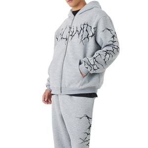 Customized Men's Top Quality Zipper <b>Hoodie</b> Tracksuits Oversized Drop Shoulder Custom Printing Design 100% Cotton Fleece Winter - Product Image 3