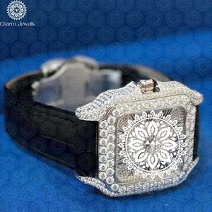 Charm Jewells Reloj cuadrado de acero inoxidable de lujo para mujer, correa de cuero analógica de cuarzo, hebilla de cristal de zafiro, 20mm - Product Image 6