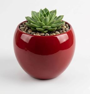 Vase à fleurs en métal couleur rouge vif, design avion, fait main, fiable, revêtement poudré, design moderne pour usage extérieur et intérieur - Product Image 1