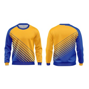 Sweat-shirt à col rond pour homme, jaune et bleu, uni, coupe classique, tricoté, respirant, écologique, séchage rapide, décontracté, pour l'automne - Product Image 1