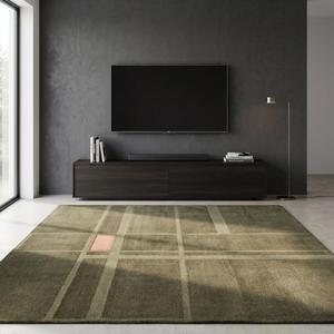 Alfombra de Lana Anudada a Mano, Diseño Geométrico Abstracto Clásico de Lujo, Pelo Plano de Grosor Medio, Color Verde Oliva, Patrón Floral Decorativo - Product Image 5