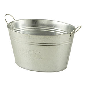 Galvanized Oblong Shaped <b>Metal</b> Iron Beverage <b>Tub</b> with Sided Handle Decorative Galvanized Wine Cooler - Product Image 1