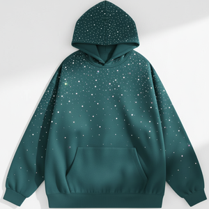 Custom Rhinestone Hoodie Unisex High Quality Custom Diamond Cotton Fleece <b>Pullover</b> <b>Men</b> Rhinestone Hoodie - Product Image 5