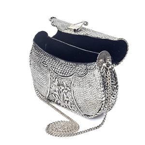 Silver bags for Women's/Girls Brass Metal Vintage Handmade Hand Clutch Purse/Sling Purse for Women - Product Image 2