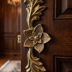 Poignée de meuble classique en laiton Fleur Marquise |   Poignée décorative à motif floral pour armoires, placards et meubles en bois - Product Image 2