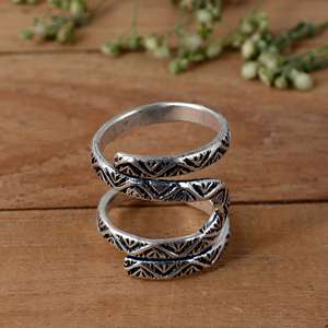 SHYAM JEWELRS Luxury Unisex <b>Adjustable</b> 925 <b>Silver</b> Flower Patterned Splint <b>Ring</b> for Hypermobility & Knuckle Support - Product Image 4