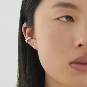 Pendientes de Diamantes de 5 mm de Ancho, Corte Ovalado, Cultivados en Laboratorio, de 10 mm, Estilo Eternity, Sin Perforación, Joyería para Uso Diario, Oro Sólido de 14K - Product Image 6