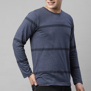 Camiseta Casual de Manga Larga para Hombre, Cuello Redondo, Rayas Azules, Corte Regular - Product Image 2