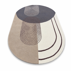 Alfombra Moderna Abstracta Ovalada de Lana para Sala de Estar o Dormitorio, Alfombra Decorativa Geométrica Contemporánea Hecha a Mano - Product Image 1