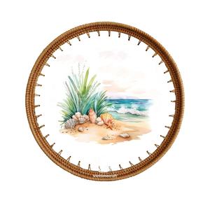 Best Selling Customized Color Design Scallop Rattan Wood Serving Tray Tropical <b>Lacquerware</b> Tray Premium Quality - Product Image 3
