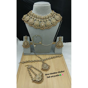 Conjunto de Collar de Novia Étnico Kundan Chapado en Oro de Alta Calidad para Mujer, con Aretes Jhumka de Perlas Esmaltadas, Regalo de Compromiso - Product Image 1