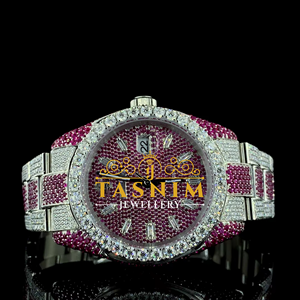 Montre pour homme de style sportif et professionnel, avec cadran de 41 mm, bracelet de 20 mm, en acier inoxydable plaqué or, mouvement japonais, ornée de quartz blanc et rose mélangés - Product Image 1
