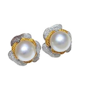 Boucles d'oreilles en argent pur S925 avec perles de 10-11 mm, design de bijoux de luxe pour l'industrie lourde, pour faire sensation - Product Image 5