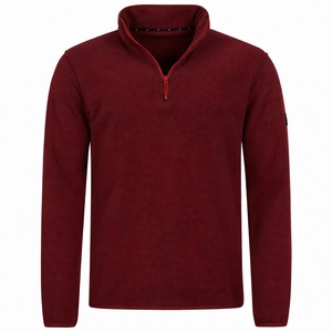 Sudadera polar de forro polar para hombre, personalizada, color burdeos, con cremallera de un cuarto, cuello alto, manga larga, cálida, para invierno, al por mayor - Product Image 1