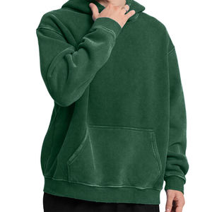 Pull à capuche d'hiver personnalisé en coton molletonné épais, coupe oversize, double couche, effet délavé à l'acide, épaules tombantes, vente en gros - Product Image 3