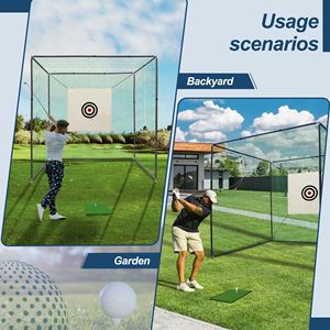 Red de Práctica de Golf de 10x10x10 Pies con Marco Metálico, Kit de Práctica para Interiores y Exteriores, Ayudas para el Entrenamiento - Product Image 4